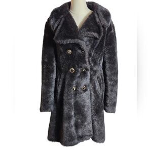 Elegant Gray Faux Fur Coat